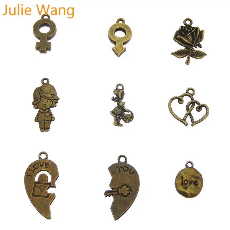 Julie Wang 9 шт. сплав смешанные сердца искусственный цвет подвеска для изготовления