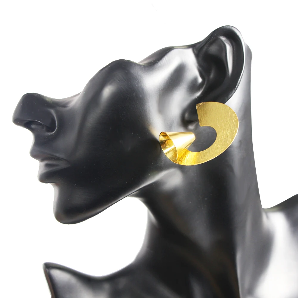 JUST FEEL 2018 Gold Color Twisted Stud Earrings for Women Punk Style Irregular Metallic Party Jewelry Boho | Украшения и