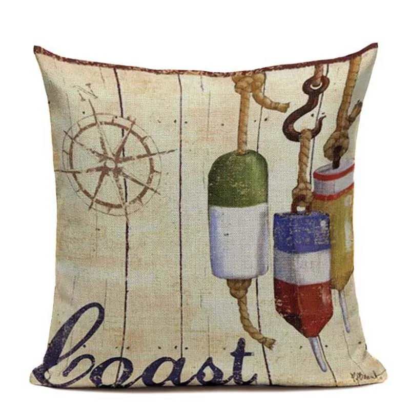 Дешевая льняная хлопковая летняя морская подушка в морском стиле 45 см x