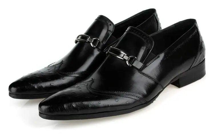 Slip-On Men's Dress Oxfords Male Smart Casual Genuine Pointed Toes Carved Men Shoes Low Heel Gradient Formal | Обувь
