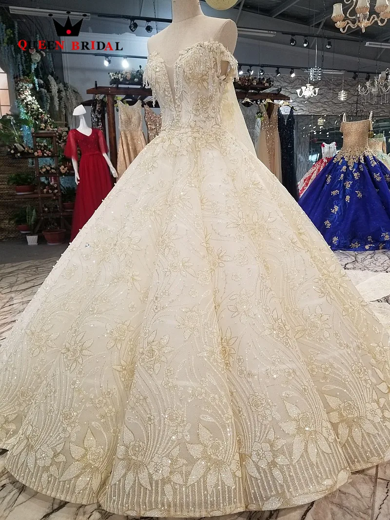 Новое поступление Бальное кружевное свадебное платье vestido de noiva роскошная