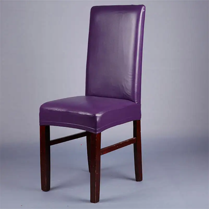 

Stretch PU Leather Spandex Dining Chair Slip Covers Home Chair Cover Wedding Decoration