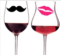 diy 10 mustaches 10 lips vinyl decal stickers for wedding decoration mugs cups wine glass sticker