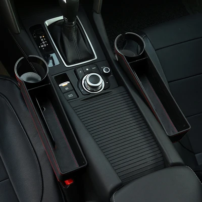 Black-red SUNZM многофункциональный кожаный чехол автокресло ящик для хранения автомобильный сиденья gap карман органайзер универсальный для 99% автомобилей на Автокресло щелевая - Название цвета: Black-red