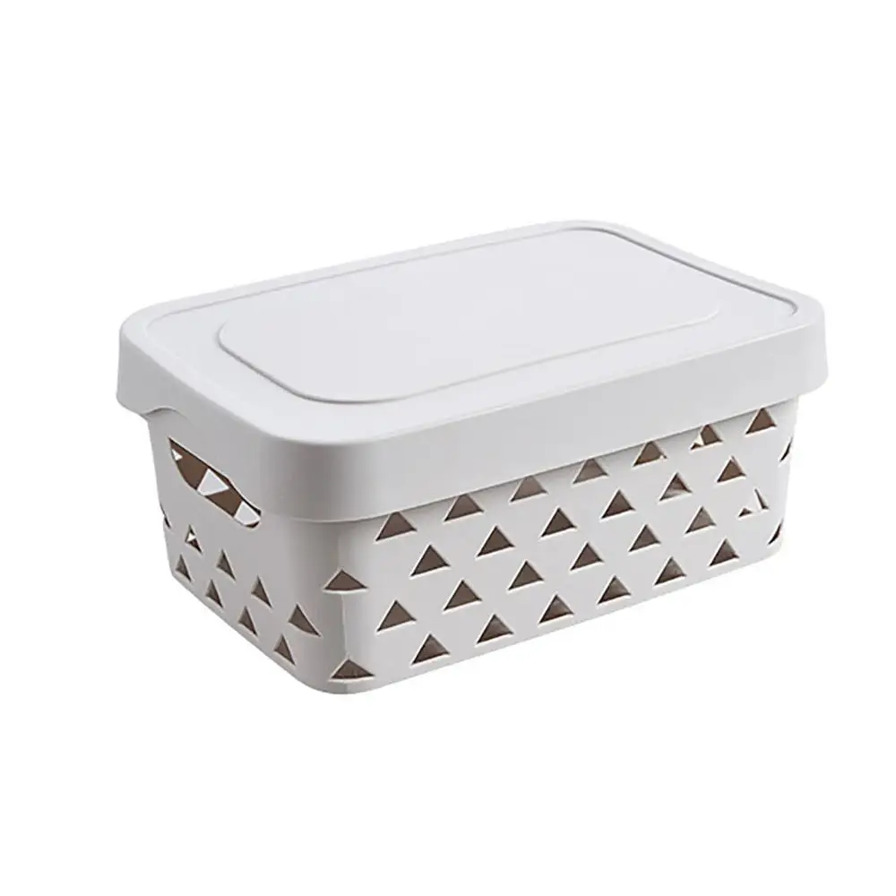 S with lid Пластиковая корзина для хранения Снэк косметическая коробка для хранения с крышкой контейнер для хранения настольный органайзер Коробка органайзер для ванной комнаты - Цвет: S with lid