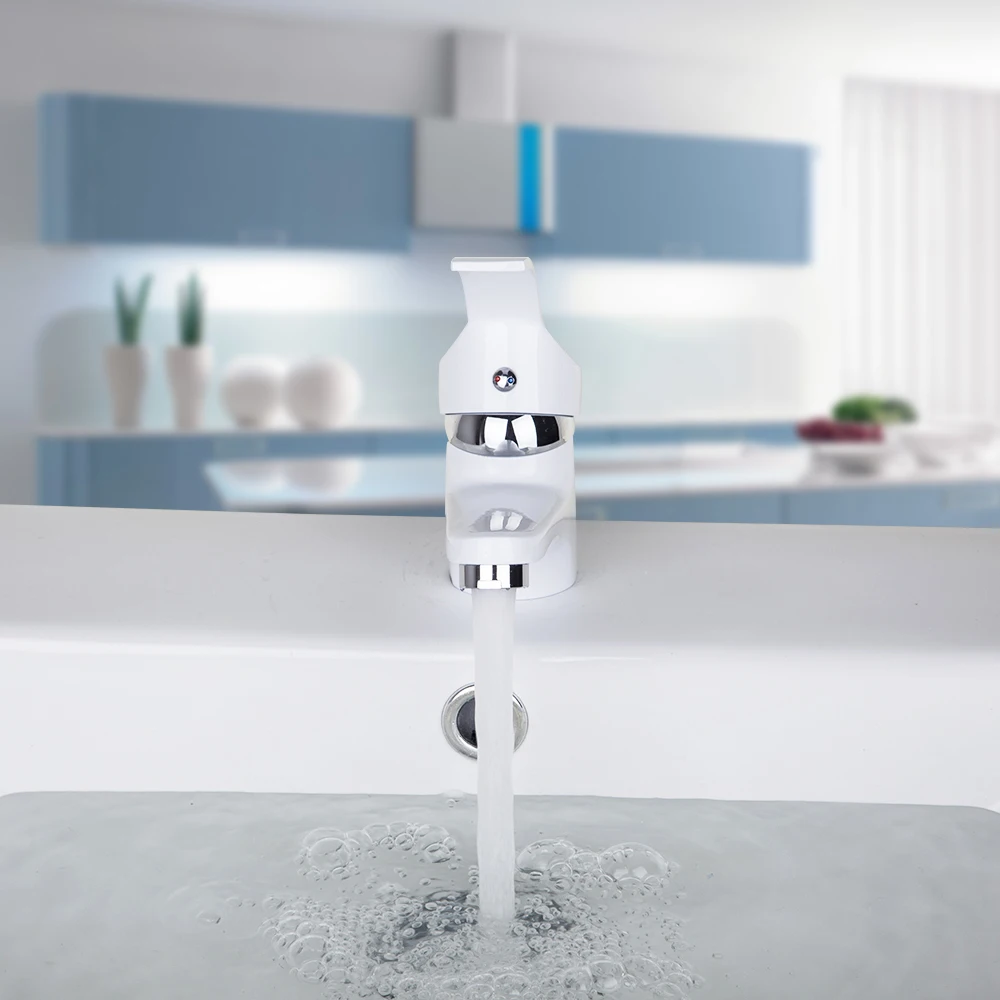 OUBONI White Painting Short New Brand Bathroom Hot And Cold Mixer Tap Solid Brass Basin Faucet Chrome Water | Обустройство дома