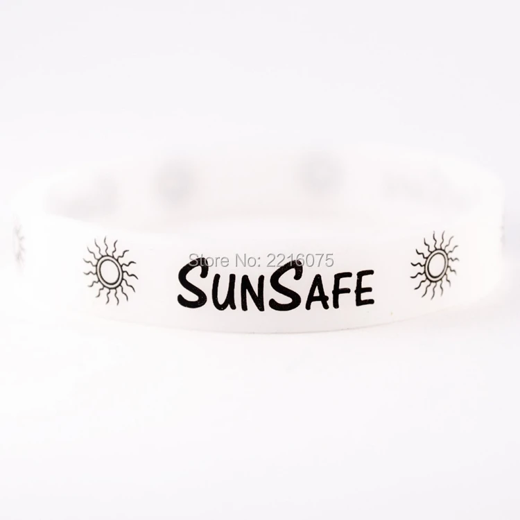 300 шт. сайту SunSafe Цвет изменение УФ Силиконовый напульсник резиновый Браслеты