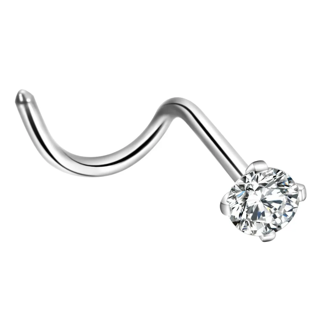 4 шт./лот кристалл витой Винт Нос кольцо хирургический стальной нос шпильки