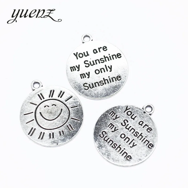 YuenZ 6 шт античный серебряный цвет металл you are my sunshine only шармы DIY Подвески для