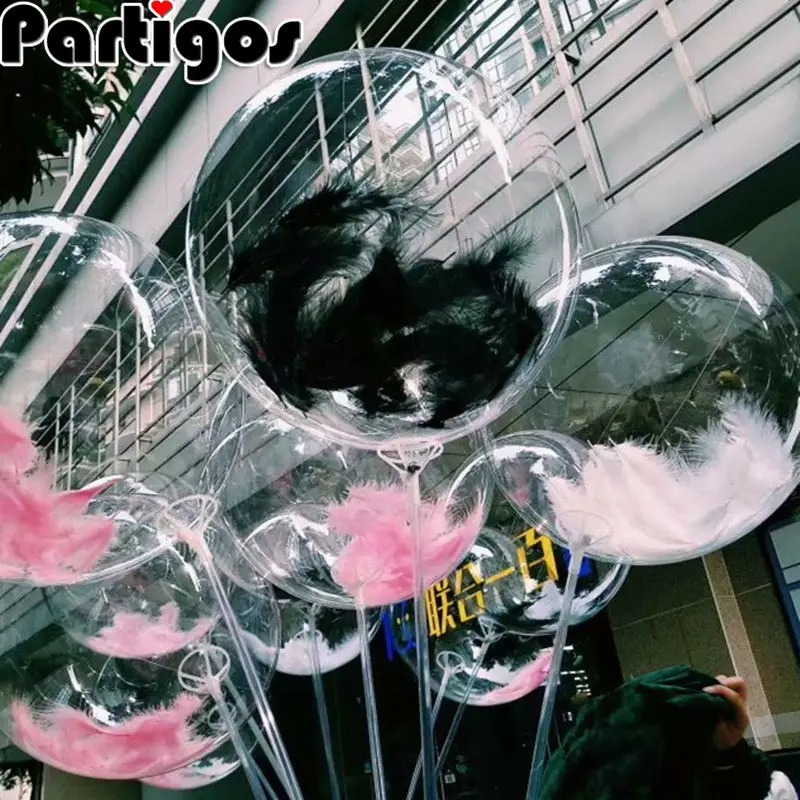 

DIY Wedding Birthday Party Decoration Balloons Helium Bobo Balloons Feather Transparent PVC Balloon Party Favors Christmas Decor