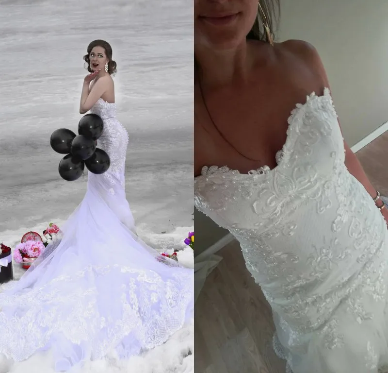Vestido De Novia кружевные свадебные платья Русалка Милая Съемная одежда с длинным рукавом с длинным шлейфом аппликации; Robe De Mariage