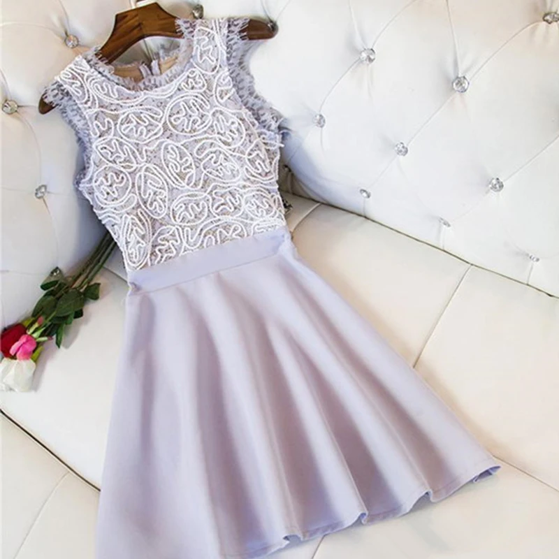 Женское повседневное пляжное платье элегантное кружевное короткое для