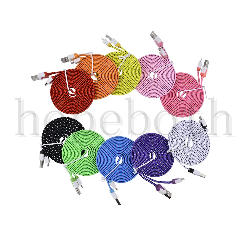 10 шт./лот плетеный провод Micro USB кабель 1 м 2 м/6 футов Синхронизация нейлоновый