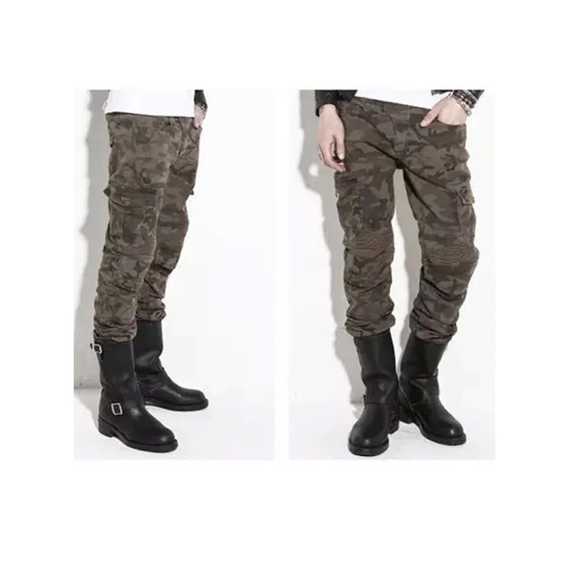 

Camouflage Motocross Motorcyle Pants for Men Moto Racing Jeans With Knee Pad Trousers Moletom Moto Trousers