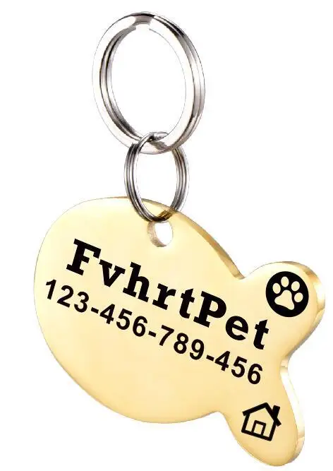 FISH GOLD Удостоверение личности для домашних животных интимные товары для собак собаки домашние животные аксессуары удостоверение личности котенка и щенка (гравировка Pet ID, имя, телефон, Пол )аксессуары для собак - Цвет: FISH GOLD