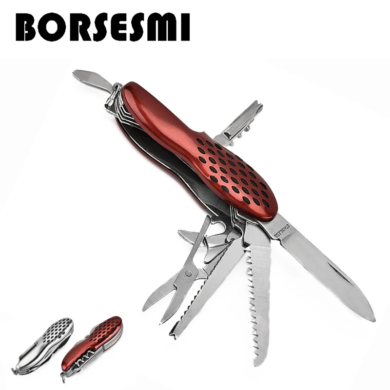 

Hight quality Multi-functional kitchen folding fruit knife 11 in 1 stainless steel pocket knives multipurpose camping knife