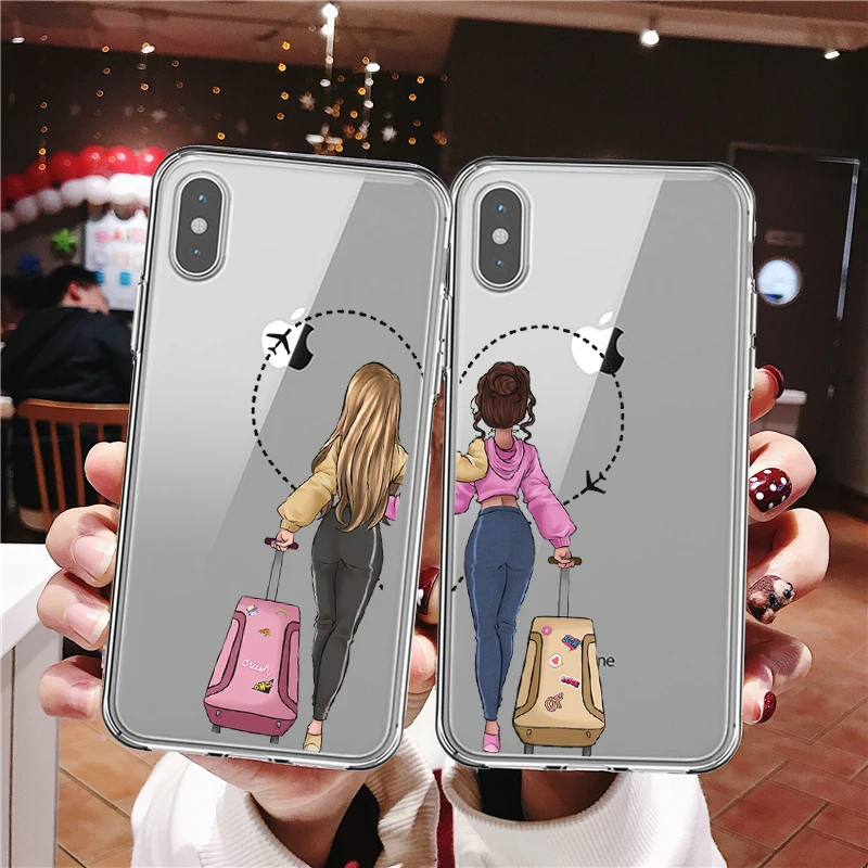 Мягкий чехол для телефона Best Friends iPhone 8 7 6 6S Plus X XR XS Max 5S SE BFF по всему миру