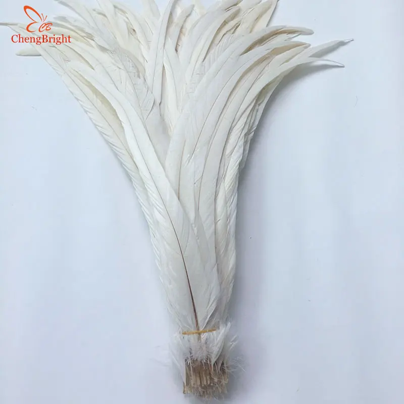 Off White 100 шт. Белый 30-35 см/12-14 дюймов натуральный петух перья перо для украшения ремесла Christma Diy петух шлейф аксессуары - Цвет: Off White
