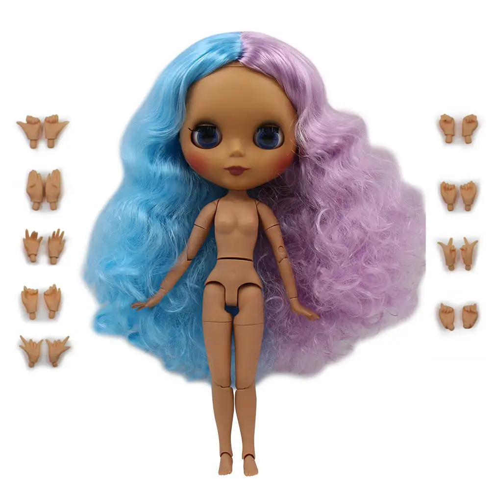 dark skin Ледяная фабрика Blyth кукла шарнир тело DIY игрушки BJD 30 см 1/6 модные куклы девочка подарок Специальное предложение на продажу - Цвет: dark skin