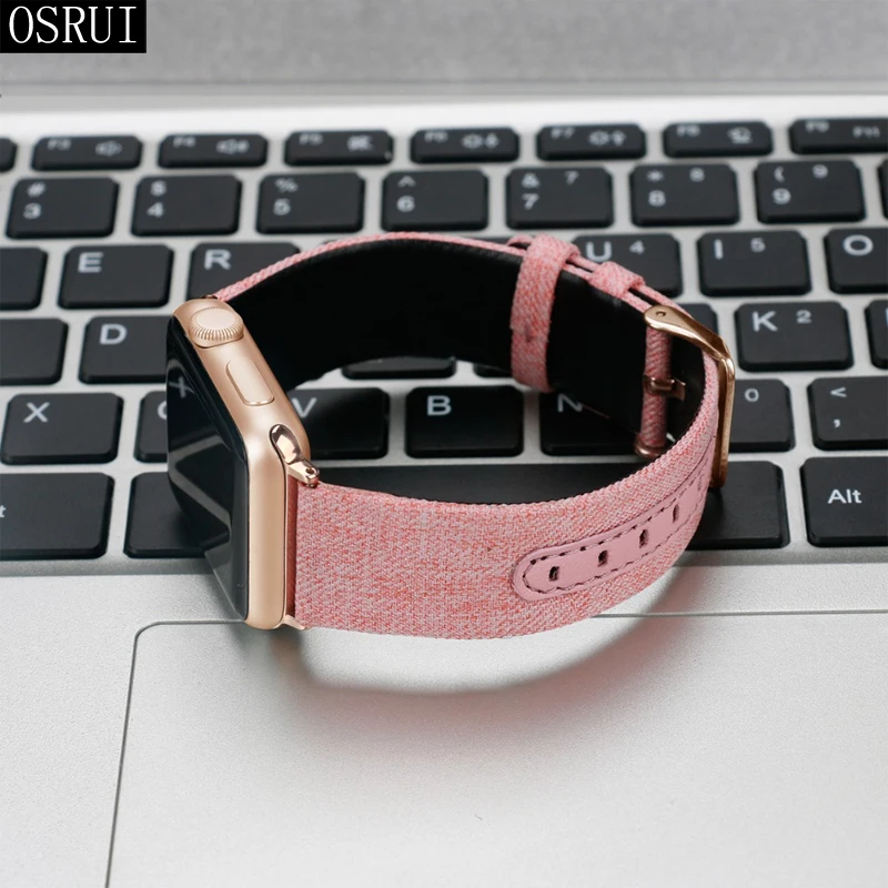 Кожаный ремешок для Apple watch band 44 мм 42 мм 40 мм 38 мм correa aplle Iwatch band 3 2 холст браслет на запястье ремень аксессуары для часов