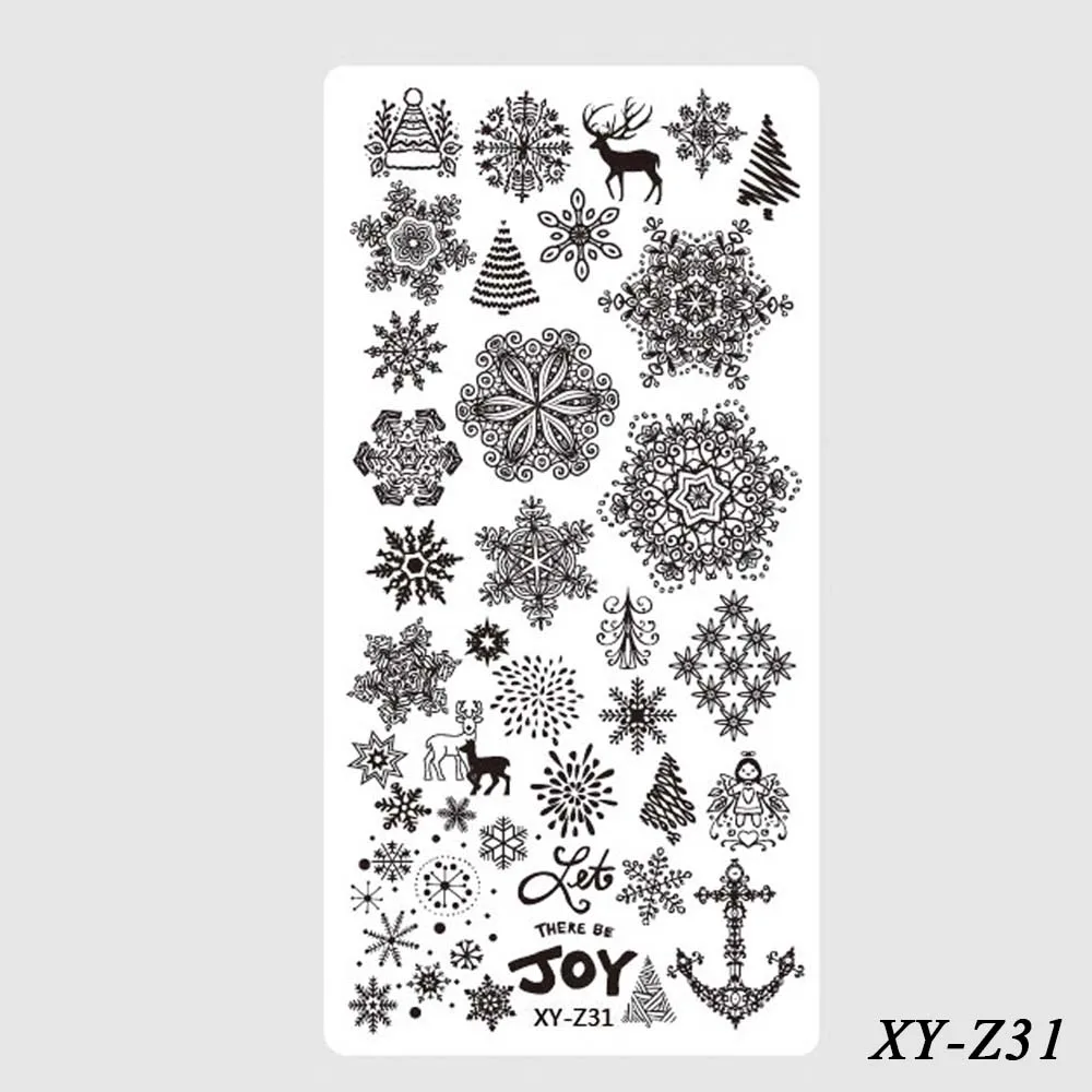 XY-Z31 Полная красота 1 шт. Рождество ногтей штамповки пластины снег хлопья звезда колокольчики кружево нержавеющая сталь Декор ногтей лак шаблоны инструмент CHXY - Цвет: XY-Z31