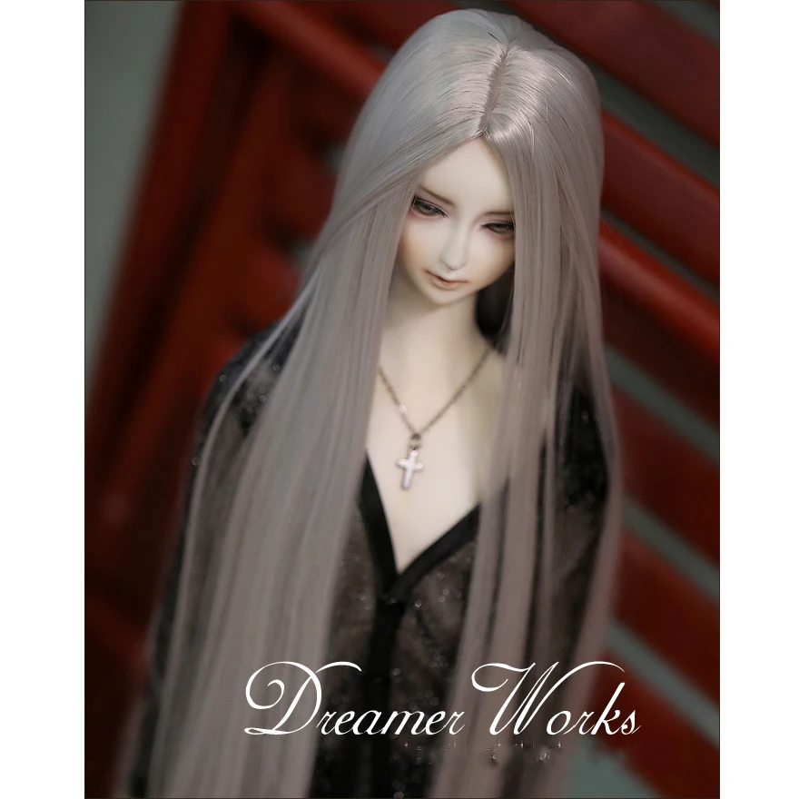 Bybrana BJD SD 1/3 1/4 длинные прямые волосы Металл Серый кукла парик