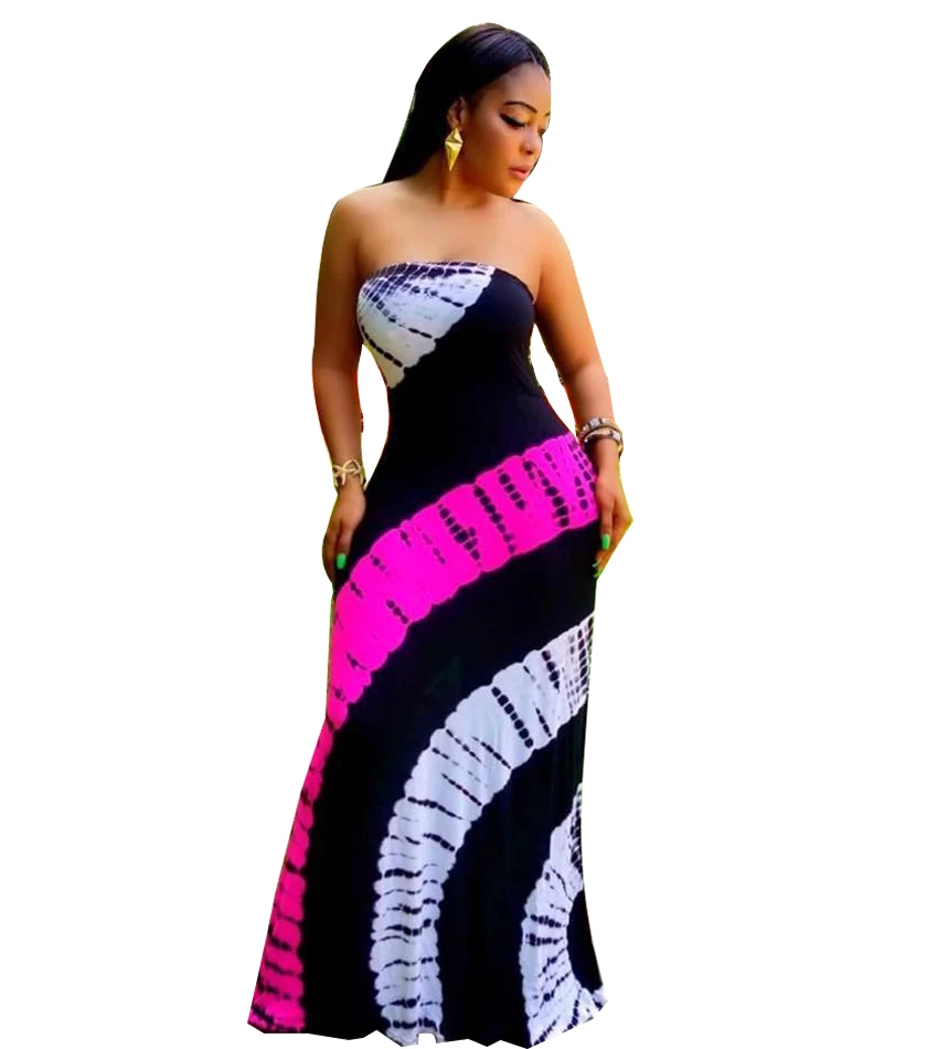 Женское летнее длинное платье без бретелек рукавов|Женские платья| |