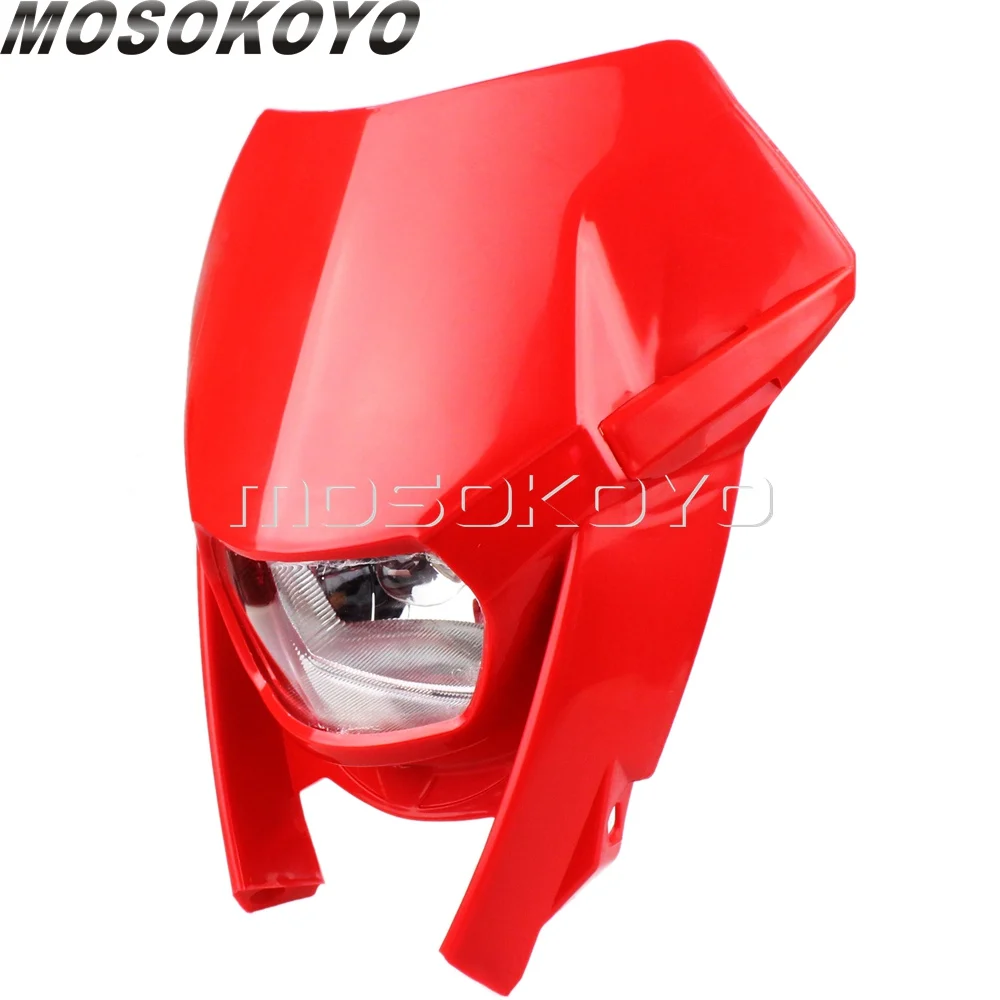 H4 35 Вт красная фара обтекатель внедорожных мотоциклов фара ENDURO для Yamaha Honda XR CRF 125 CRM FMX 250 450 200 650 - Цвет: red