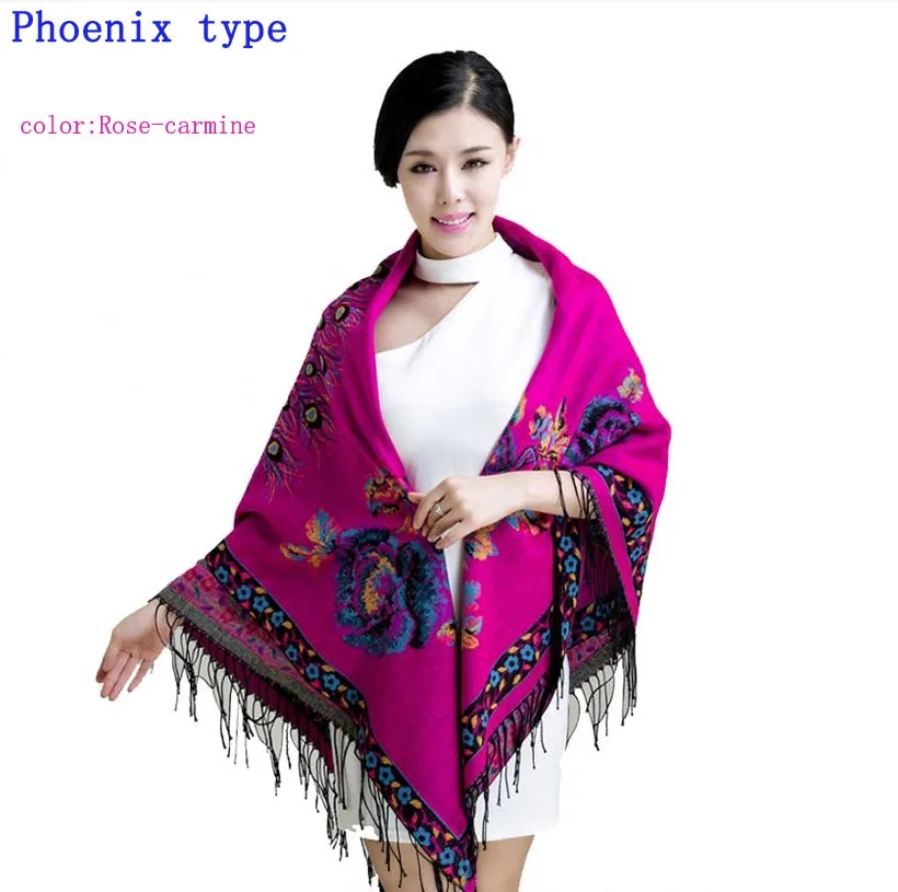 Феникс Роуз-кармин Дамы весна осень национальный кашемировые шали ((может быть