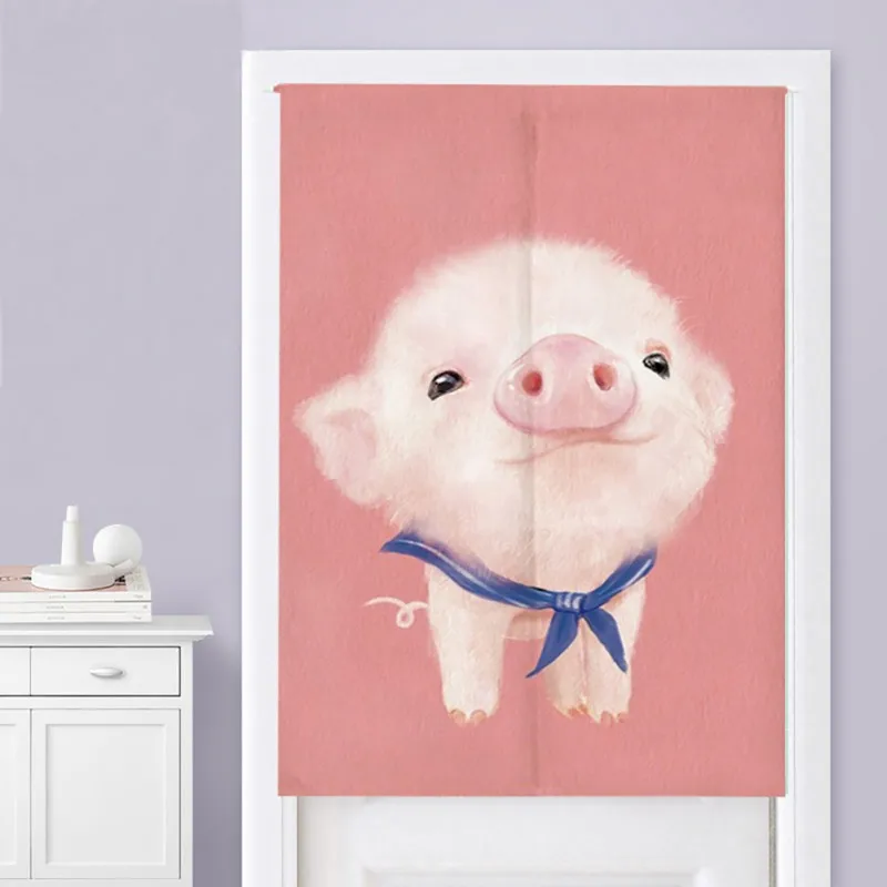 Занавеска на дверь с мультяшными животными из хлопка и льна занавеска для