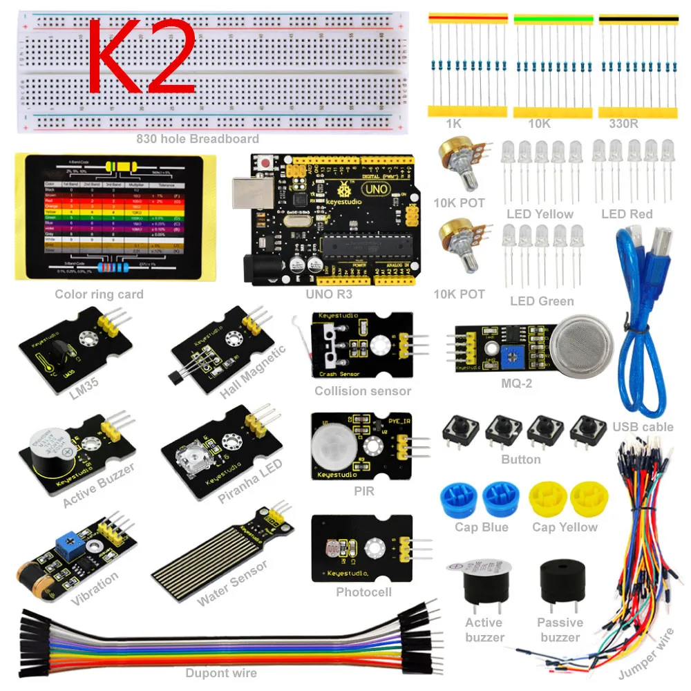 Keyestudio датчик стартовый набор-K1-K2-K3-K4 для обучения Arduino DIY Программирование