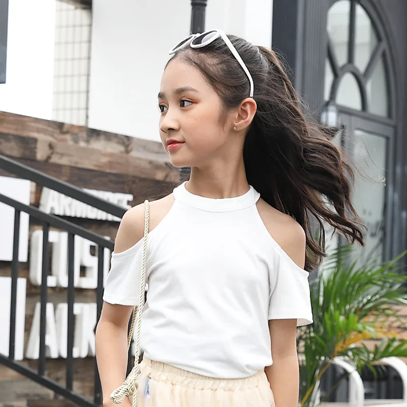 White Tshirt Для девочек юбки пачки для детей, Летний шифоновый костюм принцессы платья с вышивкой, платья для детей, одежда для подростков с узором в виде лебедя и длинная юбка - Цвет: White Tshirt