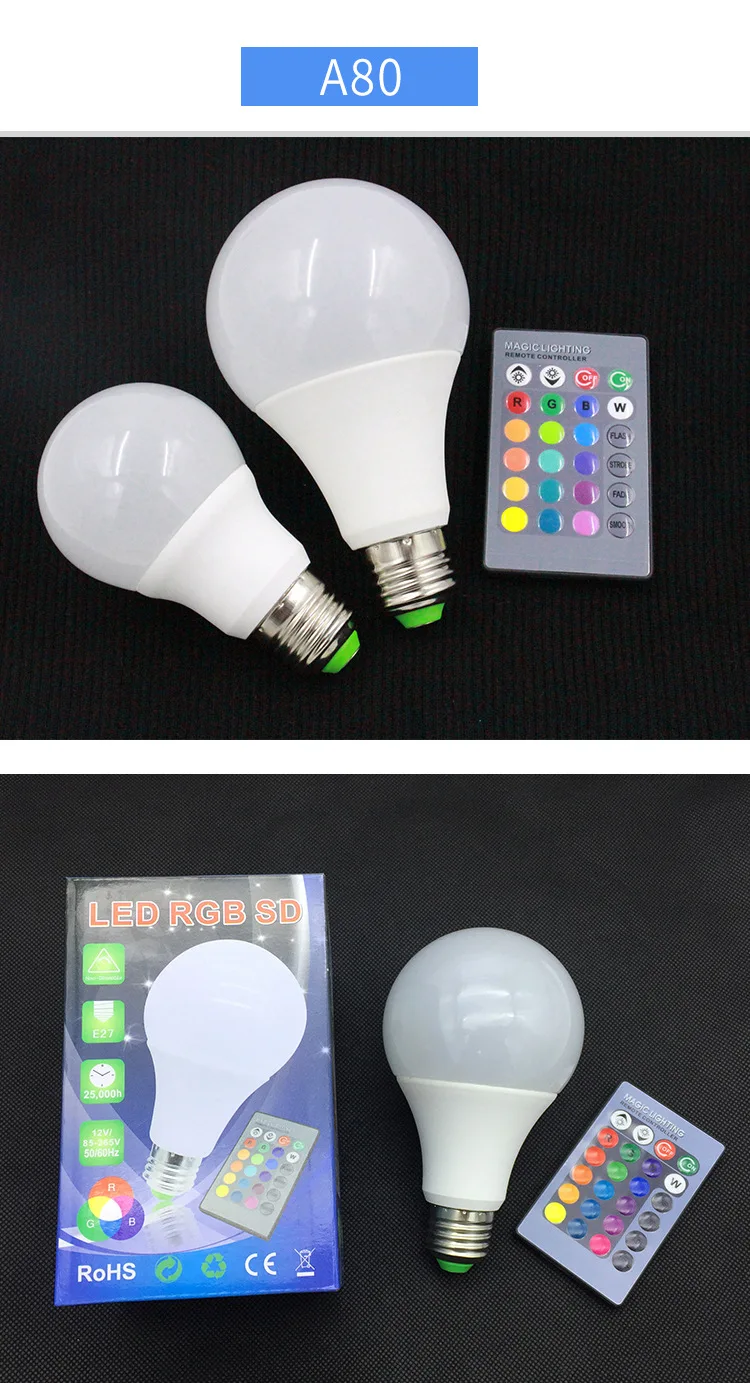 85-265V E27 RGB светодиодный лампы 4/7/10/15 Вт 16 Цвета Magic светодиодный Ночной светильник Настенный светильник с регулируемой яркостью, сценический светильник/24key Дистанционное Управление праздник