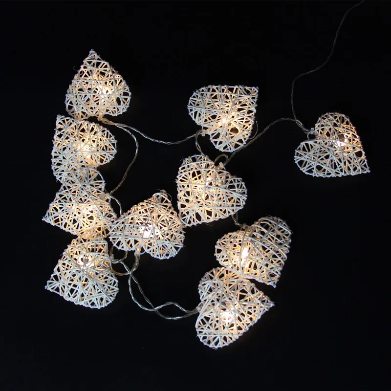 10 шт. светодиодный s1.6M Батарея батарейках ротанга в форме сердца с подсветкой