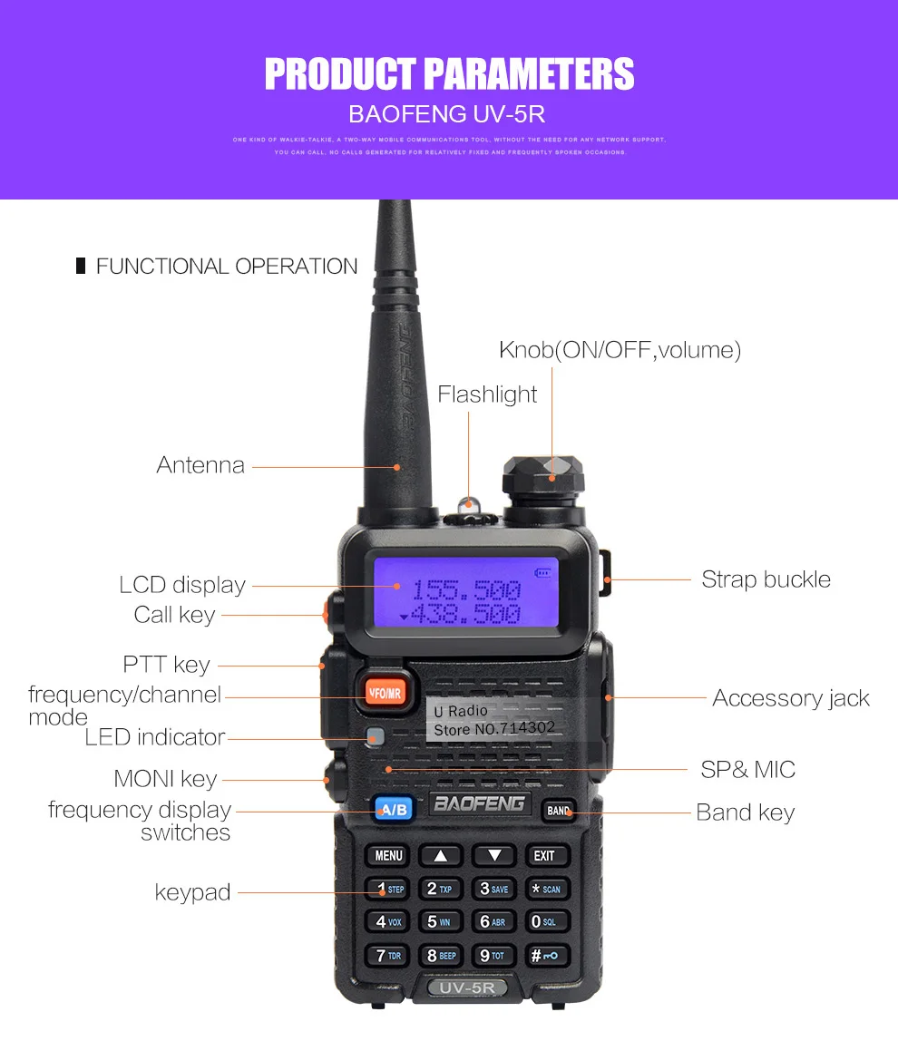2 шт Baofeng UV-5R Двухдиапазонная рация UHF VHF радио связь UV5R портативная Рация Набор Baofeng 5R радиоприемники черный