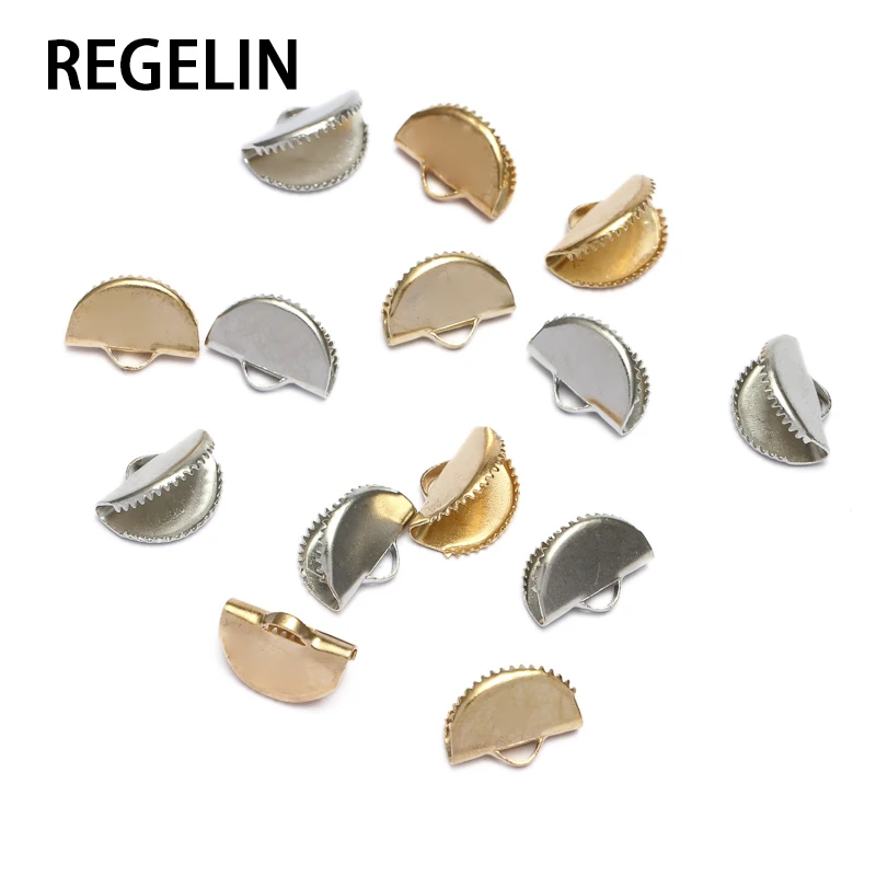 REGELIN 100/шт. Металлические обжимные концевые колпачки для плоского кожаного шнура