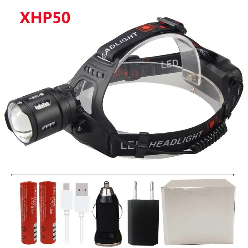 Yunmai XHP70.2 Мощный светодиодный налобный фонарь, налобный фонарь для рыбалки, 4292 люмен, 3 режима, масштабируемый Головной фонарь, фонарик, налобный фонарь, 18650 - Испускаемый цвет: Option C
