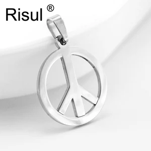 50pcs Jewelry Men's Stainless Steel Pendant Necklace Silver Peace Symbol Classic -with 20 inch Chain Sign Charm Pendant for wome