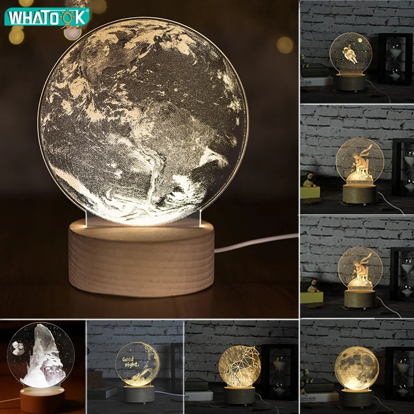 

Internal Sculpture 3D Moon Night Light Unicorn Little Prince Table Lamp Abajur LED luminaria Baby Sleeping Nightlight Home Decor