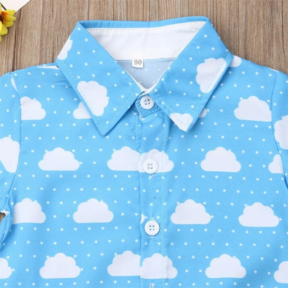 2019 Baby Summer Clothing Kids Boys Casual Clothes Cloud Print T Shirt Short Sleeve Tops+Shorts Bottoms 2pcs/Set Outfits 1-6T | Детская