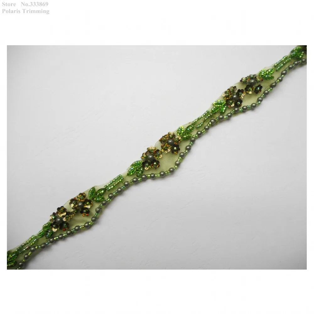 Аппликация кружевная ручной работы с блестками 3 цвета