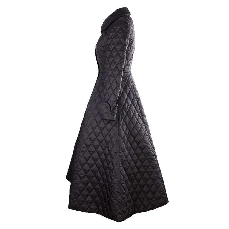 30 женское винтажное длинное пальто черное Стеганое размера плюс 4xl для Одри