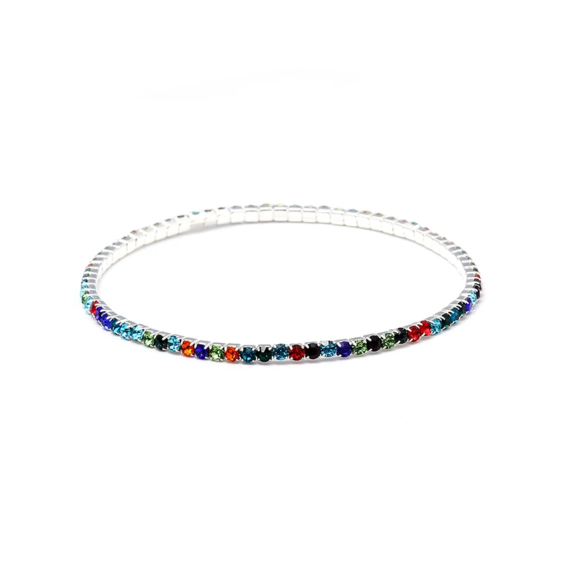Colorful JB3132 1 шт., 925, серебряное покрытие, тонкий кластерный зубец, установка CZ, теннисная цепочка, тонкий браслет, браслет, Модные женские ювелирные изделия для девочек - Окраска металла: Colorful JB3132
