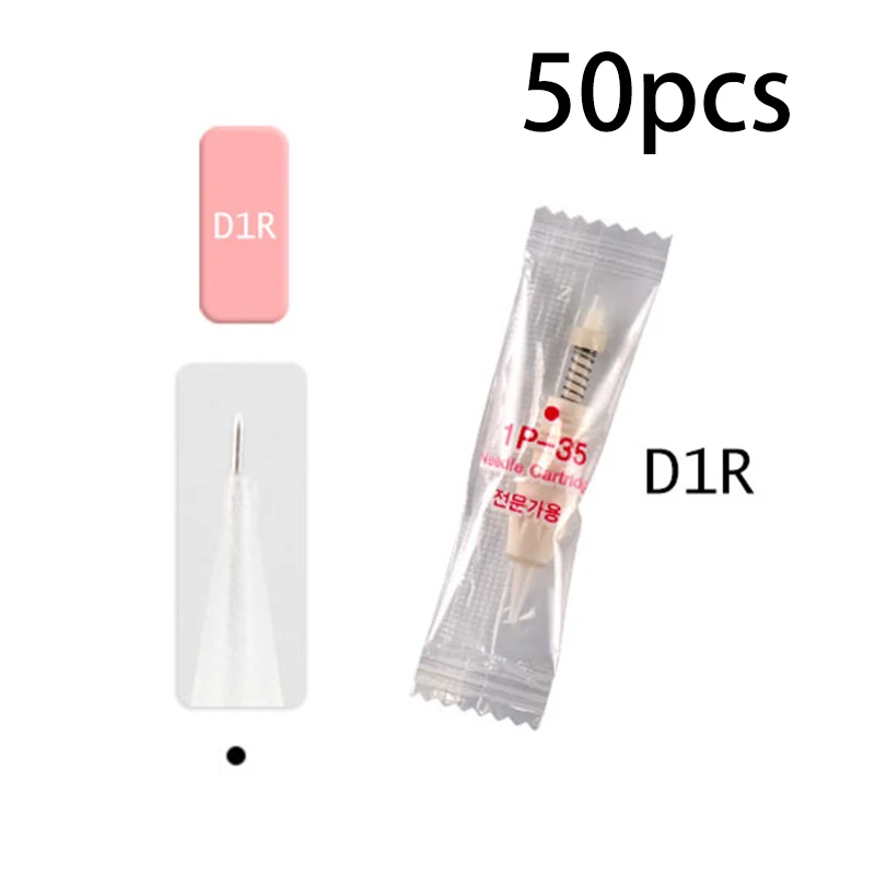 50pcs D1R 50 шт. 1R 3R 5R 5F 7F одноразовые 9 мм Винтовые картриджи для татуировки конфет иглы для Charmant 3/4 машинная ручка Перманентный макияж иглы - Габаритные размеры: 50pcs D1R