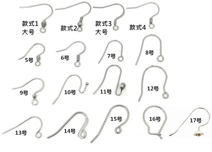50pcs Hypoallergenic Surgical Stainless Steel Multi Design Blank Earring Wire Fish Hooks for DIY Earring Jewelry Making Findings