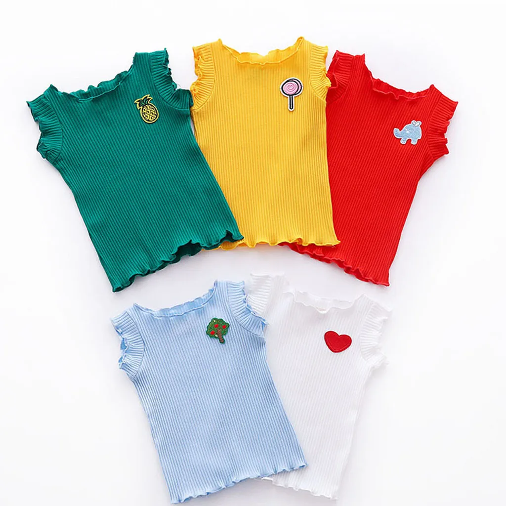 

Children Kids Girl Toddler Sleeveless Cartoon Fruit Embroidery Vest Tops Clothes