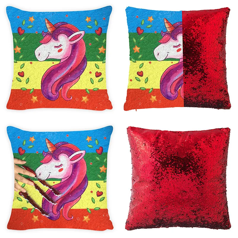 ZENGIA Единорог Русалка подушка со стразами чехол Волшебная сияющая Подушка Чехол