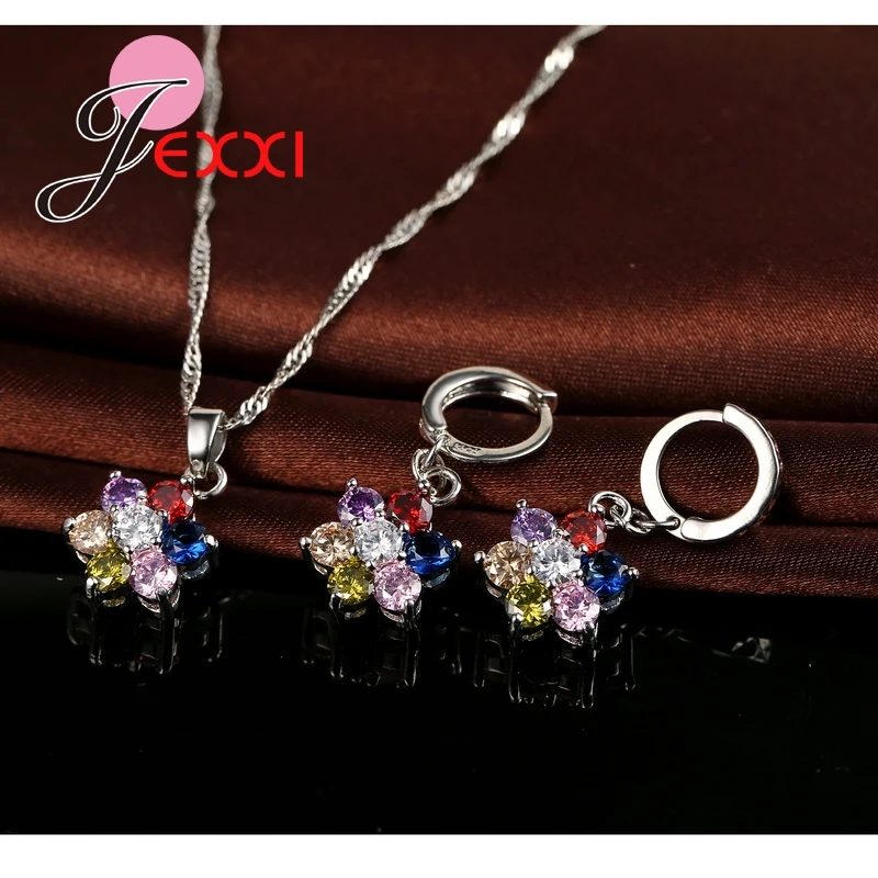 Серьги-подвески разноцветные из серебра 925 пробы с кубическим цирконием |