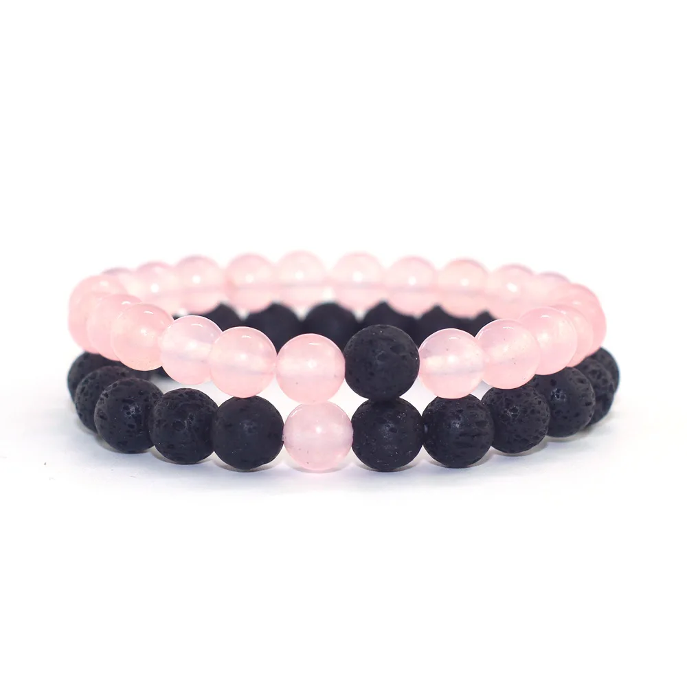 2018 простой ретро розовый браслет из бисера энергетический вулканический камень