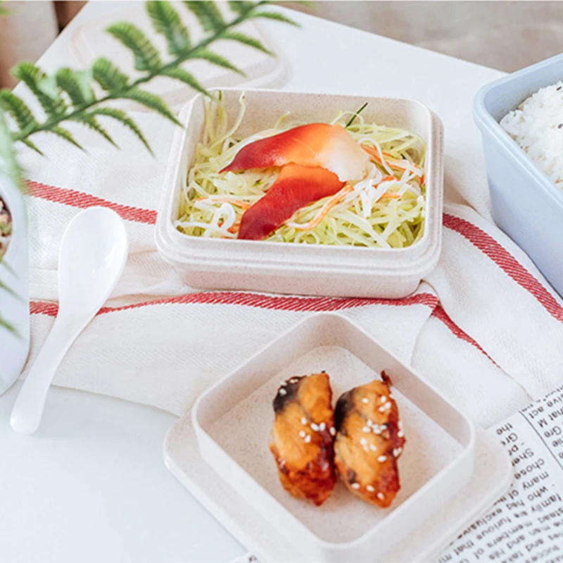 1 компл. Ланч бокс Пшеничная солома мультфильм bento box Портативный экологичный